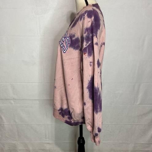 Mighty fine  Good Vibes Pink Purple Tie Dye Crew neck Sweatshirt Sz L