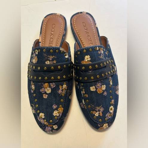 Coach  Faye Loafer Slide With Painted Floral Bow Print size 5