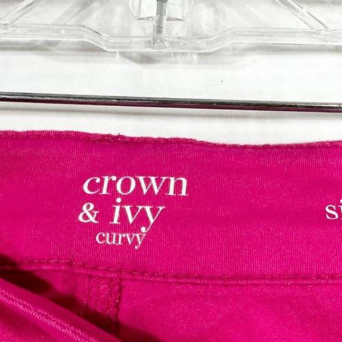 Crown & Ivy Crown Ivy Plus SIze 20W Jeans Hot Pink High Rise Skinny Cotton Stretch 1245