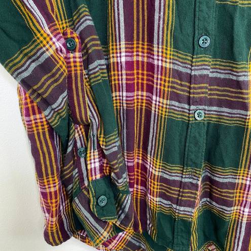 Canyon River Blues  Green Plaid Print Button Front Shirt Women's Size Large L