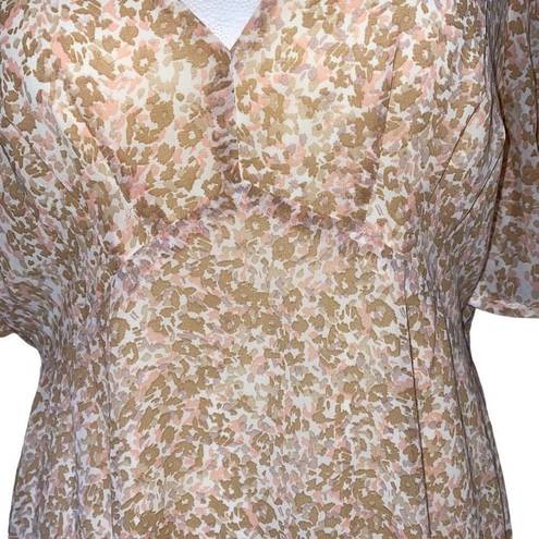 In Bloom  Women's Floral Baby Doll Dress Ruffle Swing Mini Cream Pink Medium NWT