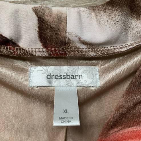 Dress Barn  Brown, Red & Tan Open Front Asymmetrical Cardigan XL