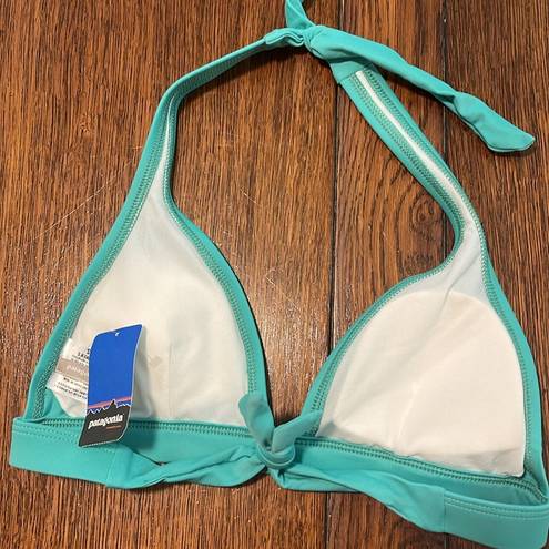 Patagonia  Boucau Halter Swim Top XS aqua blue Green Tie neck NWT