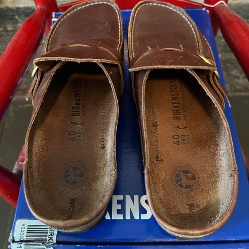 Birkenstock natural leather "buckley" clog (with box)