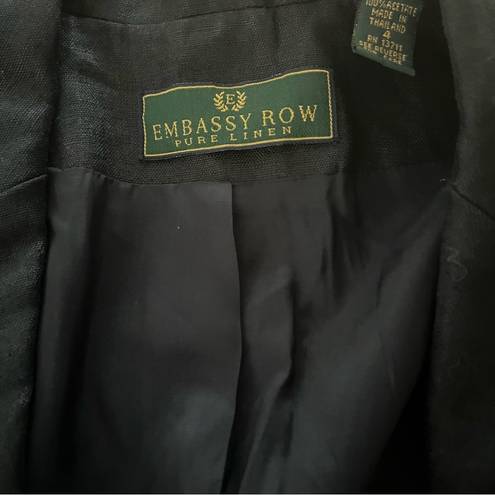 The Row Embassy Single Button Black Linen Jacket Blazer, Sz 4