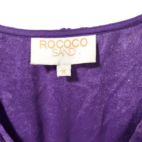 Rococo  Sand Button-Embellished Metallic Georgette Blouse in Purple/Gold