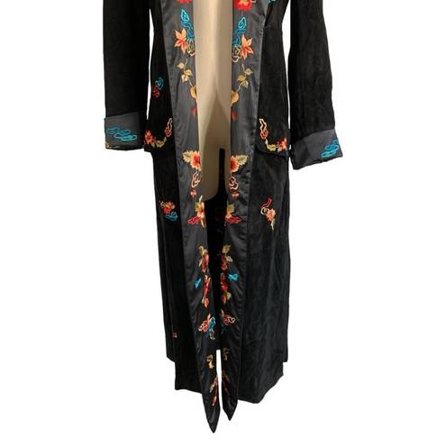 Mandalay Embroidered Suede leather Duster Trench Coat Size 6 NWT