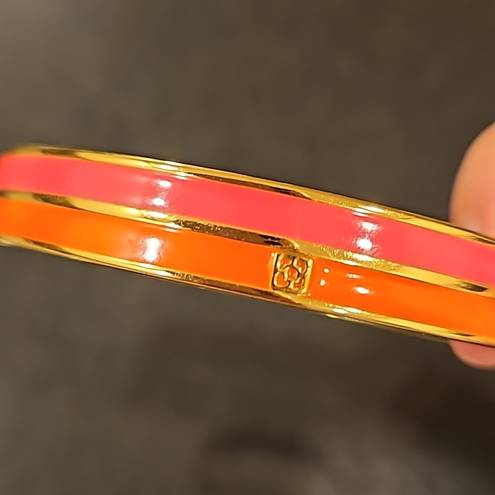 Trina Turk 💕💕 Enamel Bagle Bracelet ~ Orange and Pink Gold Plated One Size NWT