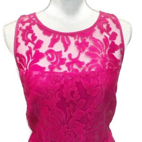 Laundry by Shelli Segal Laundry Shelli Segal Lace Cutout Dress Pink Scalloped Hem Fuschia Back Cutout 8