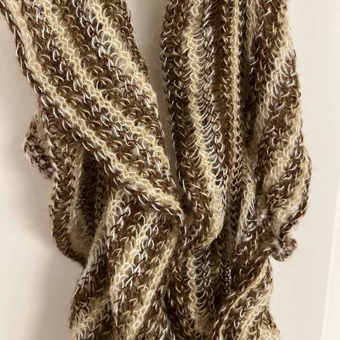 Mixit  Brown Multicolor Long Ruffle Scarf with Tassels