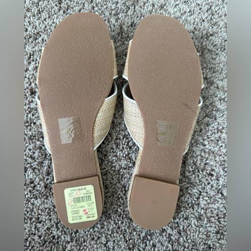 Jack Rogers NWT  Women's Gigi Rattan Bow Slide Sandals Natural 6.5