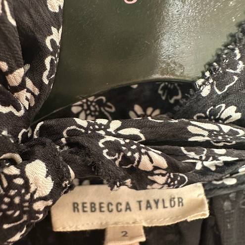 Rebecca Taylor  Sz 2 Rue Silk Floral Print Scarf Tie Dress