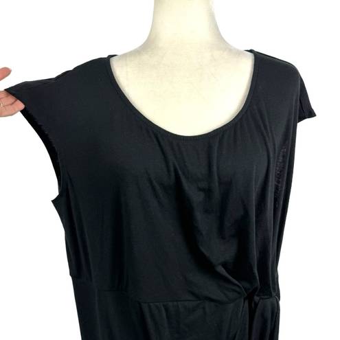 Torrid  Shirred Tulip Black Midi Dress Short Sleeve Knit Size 2 Workwear Job