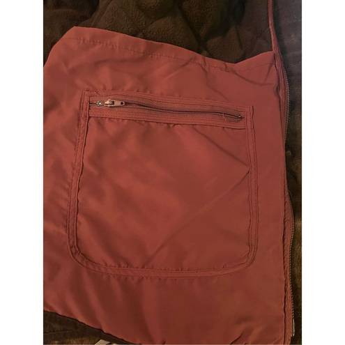 Magaschoni  Diamond Quilted Utility Maroon Full Zip Vest Sz M