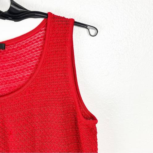 St. John  Red Wool Blend Open Knit Tank Top, Size Large