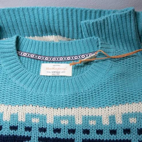 Weatherproof NEW  Fair Isle Pullover Sweater, Turqouise, Size Large