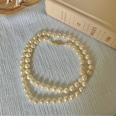 American Vintage Vintage “Mairi” Champagne Pearl Necklace 25” Gold Marquise Fishhook JAPAN Classic