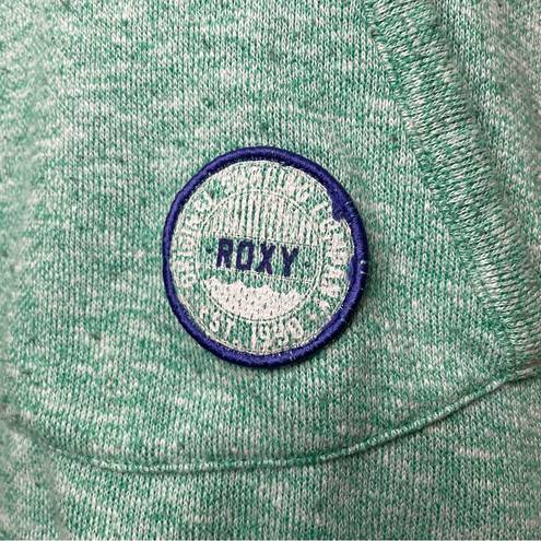 Roxy Green Logo Patch Kangaroo Pocket Hoodie Sweatshirt Medium