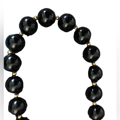 Monet Vintage  black beaded costume necklace signed