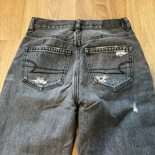 American Eagle Grey Denim Distressed Mom Jeans