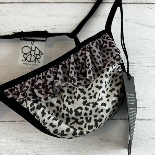 Chaser  Leopard Print Sheer Triangle Bralette Size M