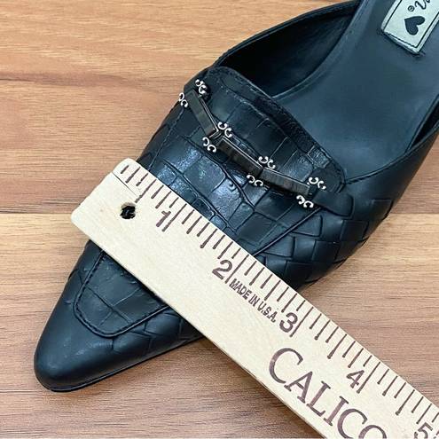 Brighton Vintage  “Pamela” Black Leather Pointy Heeled Mules Size 6M