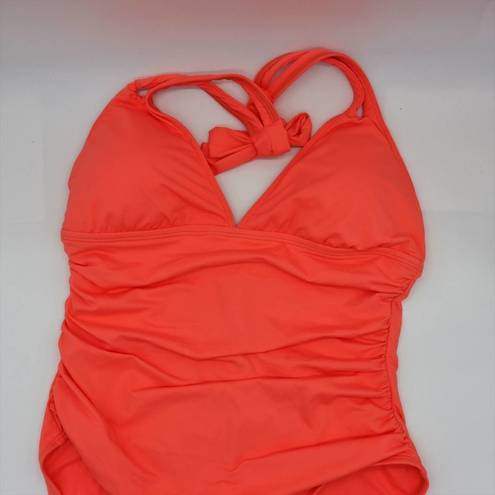 La Blanca NEW  Island Goddess Halter Tankini one-piece, Hot Coral, Size 10