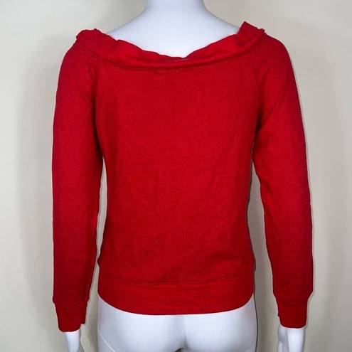 Treasure & Bond  Wide Neck On/Off Shoulder Red Sweatshirt