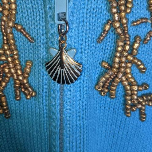 REEF Vintage Storybook Knits Golden  Cardigan 1X Blue Gold NWT Limited Edition