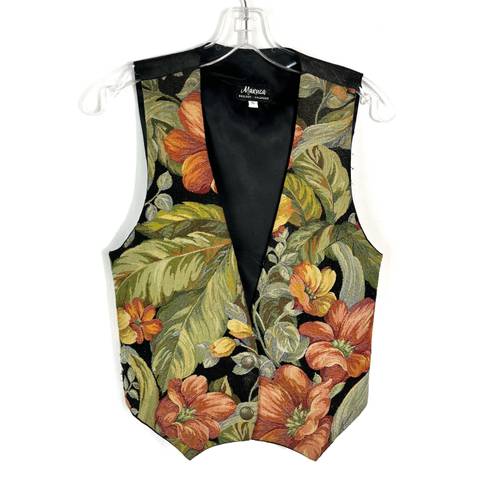 The Vintage Shop Maruca Vintage 1990s Needlepoint Floral Handmade Crafted Sleeveless Vest Small S