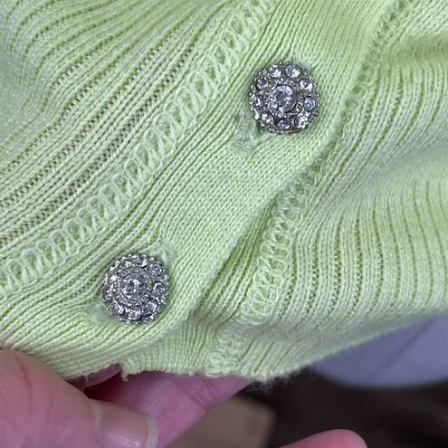 Aeropostale  Cropped Cardigan Rhinestone Buttons Chartreuse-XS