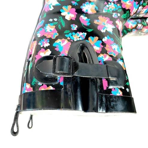 Capelli New York  Women Mid-Calf Rubber Rain Boots Lined Cozy Floral Flowers 9