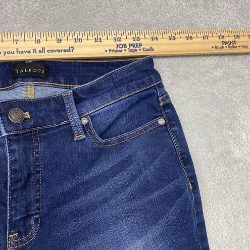 Talbots  Jeans Womens 2 Blue Skinny Slim Ankle Denim Med Wash Mid Rise Distressed