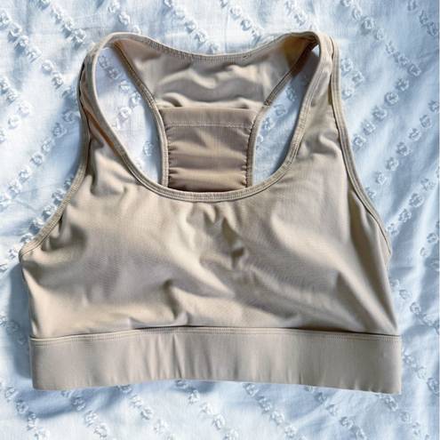 Fabletics Set Bra & Shorts Running Sports Outfit Lined Medium Tan Beige Neutral