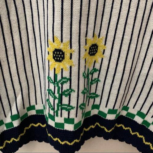 The Loft Vintage Sweater Short Sleeve Sunflower Button Front Cardigan Watering Can