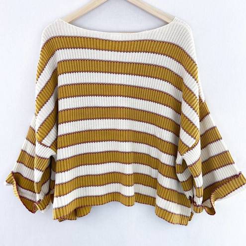 By Together  Women's Striped Oversized Boxy Cropped Knit Sweater size Medium