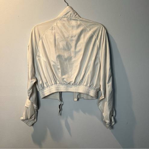 Love Tree  White Black Cropped Wind Breaker‎ Bomber Casual Zip Jacket Womens M