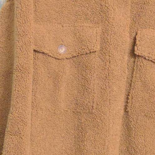 Good American Contour Faux Shearling Jacket In Sepia Shacket 7/8 (4XL/5XL) New