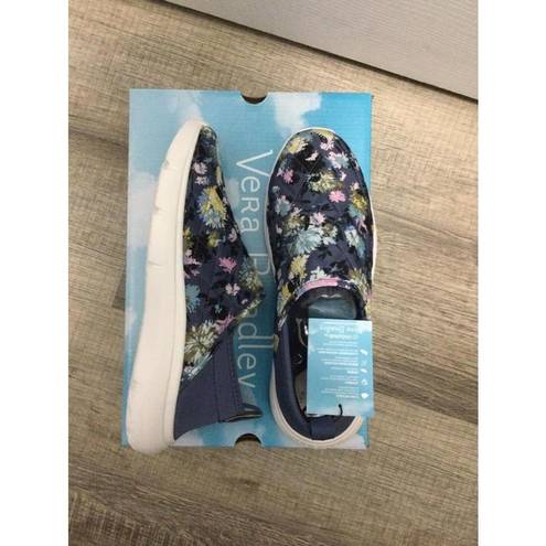 Vera Bradley Sneakers VB Cloud Slip On Quilted Womens Size 8 Blue/ Flower