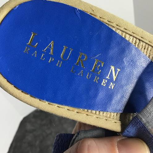 Ralph Lauren Lauren  Womens CAMARA Blue Plaid Wedge Slingback Sandals Size 10 B