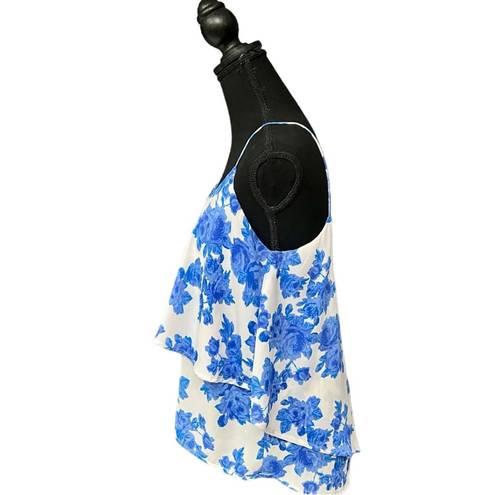 Paper Crane Title:  Blue Floral Layered Tank Top Size Medium