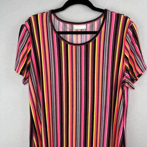 Brooks Bobbie  Multi-Color Knee Length Rainbow Striped T-Shirt Shift Dress XL