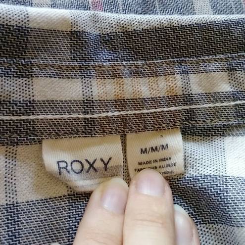 Roxy  Grey & Yellow Plaid Button Up Shirt