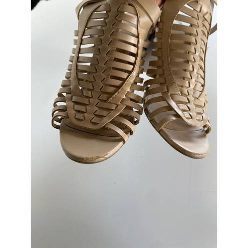 American Eagle  Shoes Womens 10 Tan Strappy Block Heel Buckle Side Sandal Summer