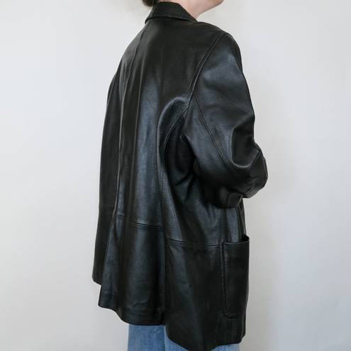 Style & Co Vintage 90s  Black Leather Blazer Jacket