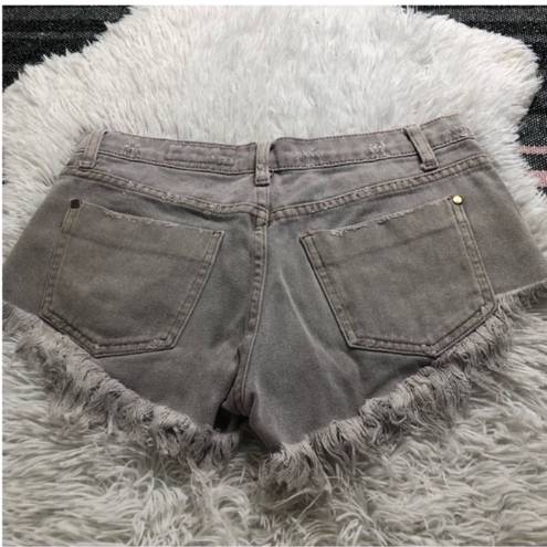 Pistola  Jean Shorts Denim Distressed Raw Hem Cut Off Gray Small