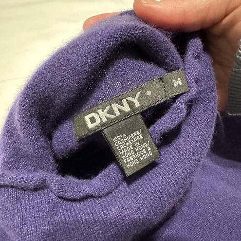 DKNY  Purple 100% Cashmere Sleeveless Turtleneck Sweater Shirt Sz M Medium