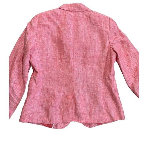 Talbots  Pink Coral Blazer 100% Linen Two Button Front With Peaked Lapel 8P