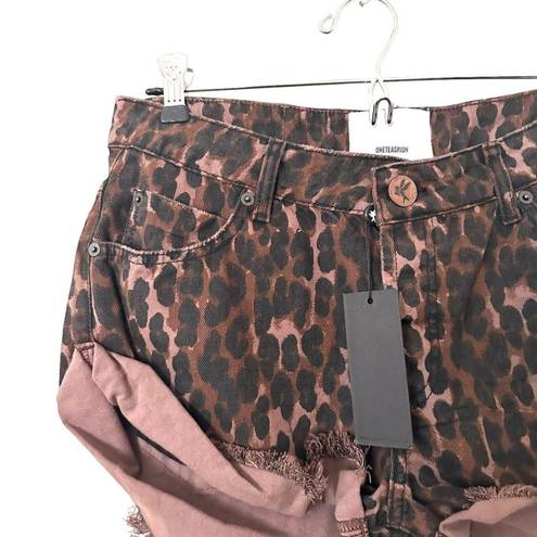 One Teaspoon Bandits Leopard Denim Shorts NWT Sz 26