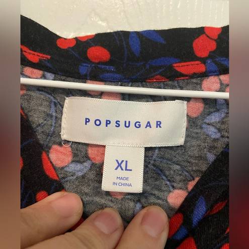 Popsugar  Cherry Dream Women’s Tee shirt Size Xl Red Blue & Black GUC